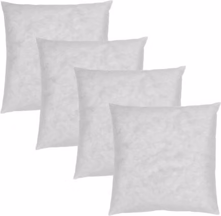 Pack de 4 rellenos de cojín cuadrados de fibra hueca Fusionhome en color blanco, 45 x 45 cm