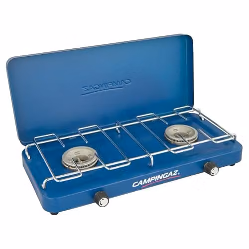 Campingaz Cocina de sobremesa Base Camp Lid en azul y acero inoxidable con acabado cromado