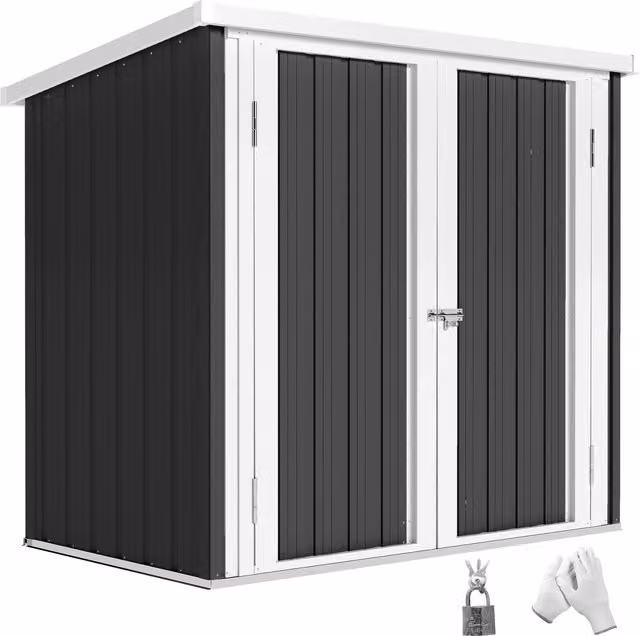 Caseta de jardín Outsunny de acero galvanizado para almacenamiento de herramientas, color negro, An/P/Al: 147 x 86 x 134 cm