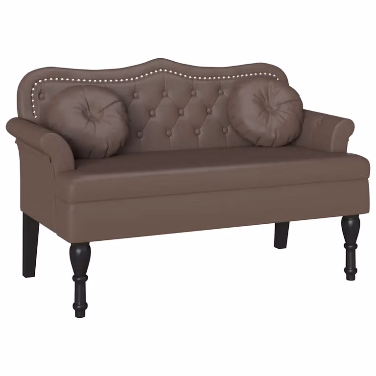 Banco Chesterfield vidaXL en cuero sintético marrón An/P/Al: 120.5 x 65 x 75 cm