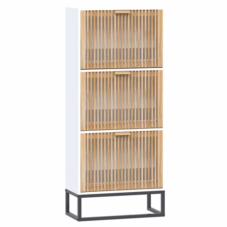 Mueble zapatero vidaXL de madera y metal en color blanco con compartimentos basculantes An/P/Al: 52 x 25 x 120 cm