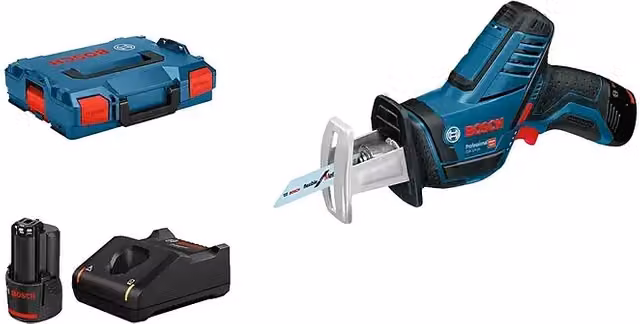 Sierra de sable de batería Bosch GSA 12V-14 azul con 2 baterías de 3 Ah de 12 V