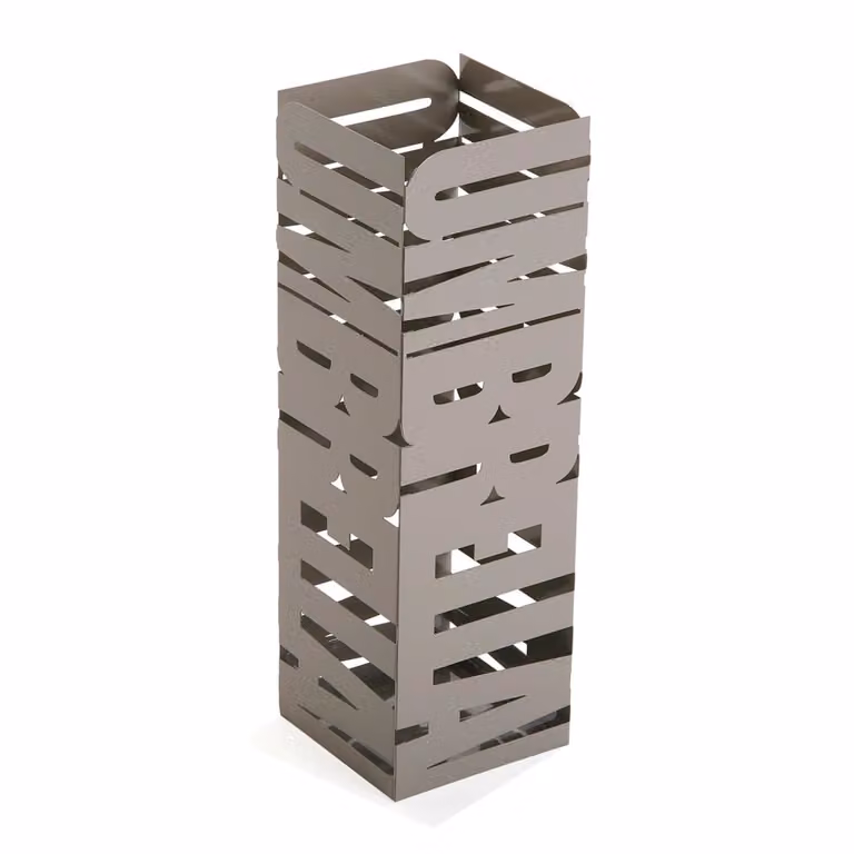 Paragüero moderno Versa Home de metal gris con bandeja extraíble y estante