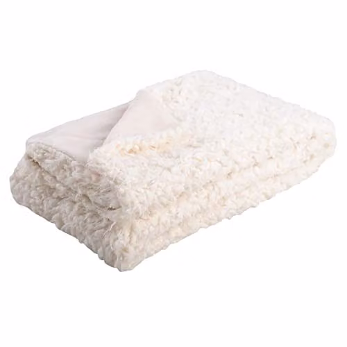 Manta de pelo sintético Nishane Plaid Mouton Blanc color blanco An/P: 130 x 160 cm