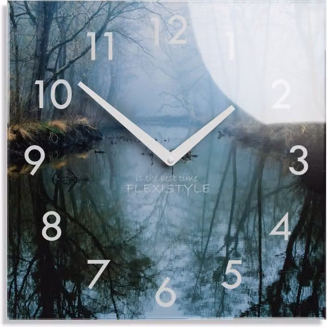 Reloj de pared analógico moderno y silencioso Flexistyle con diseño abstracto multicolor y cristal de vidrio