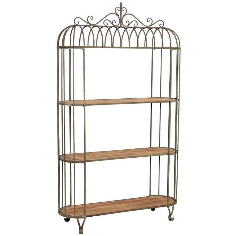 Estantería jaula Wanderlust de hierro y madera en color verde y marrón An/P/Al: 120 x 42 x 205 cm