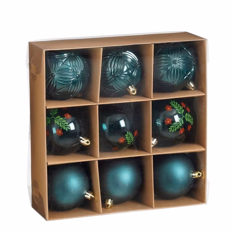 Bola de Navidad Mica Decorations con diseño floral verde de cristal para colgar