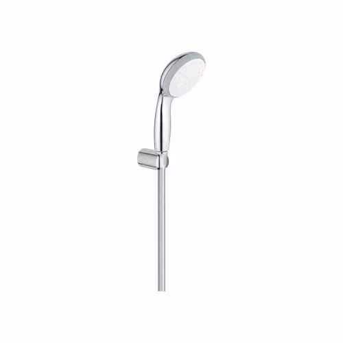 Set de ducha de mano Grohe Vitalio Go 100 con teleducha de 10 cm, un chorro, flexo y soportes de pared en cromo
