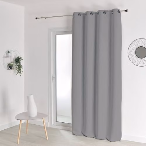 Cortina opaca ignífuga HomeMaison de color gris, An/Al: 140 x 180 cm