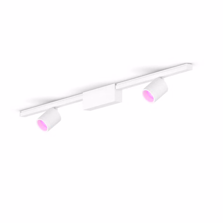 Kit de base de techo recto Philips Hue con 2 focos LED RGB de color blanco y acabado en metal de estilo moderno