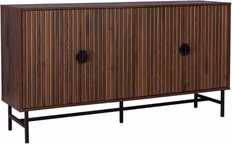 Aparador de estilo industrial Sweeek con 4 puertas en madera y metal, color marrón y negro, An/P/Al: 157,5 x 39 x 83 cm