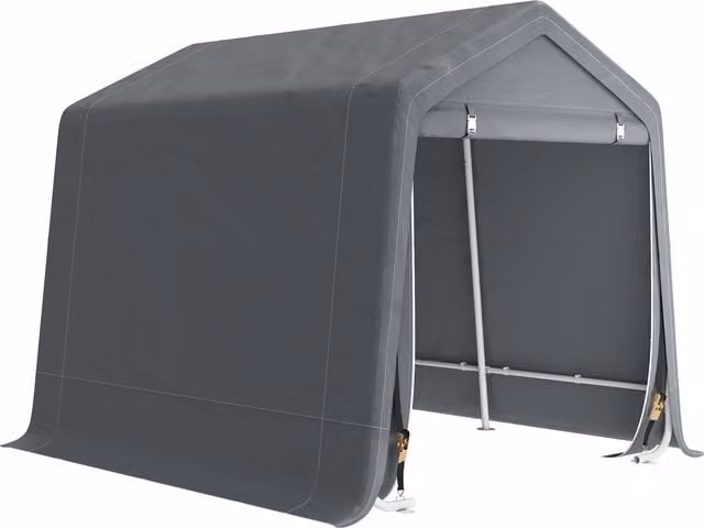 Carpa de jardín para bicicletas Outsunny con marco de metal, impermeable y anti-UV, color gris oscuro, An/P/Al: 240 x 200 x 200 cm