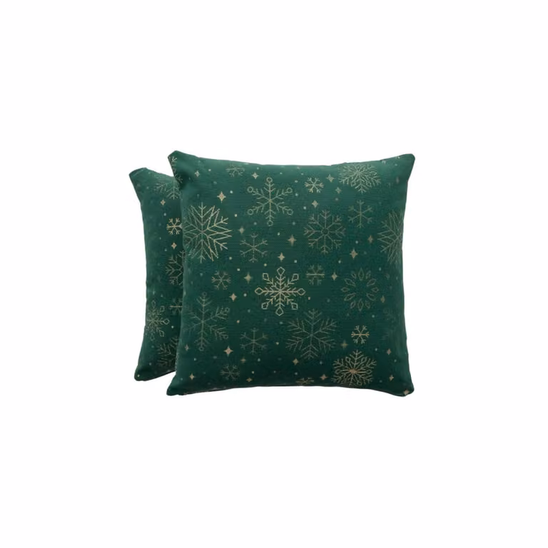 Lote de 2 fundas de cojín de Navidad Gamusi en jacquard de algodón y poliéster, color verde, 45 x 45 cm