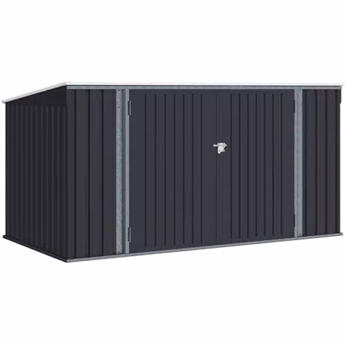Cobertizo de jardín XXL IDMarket de metal galvanizado, color gris antracita, bloqueable y multialmacenamiento para bicicletas y herramientas