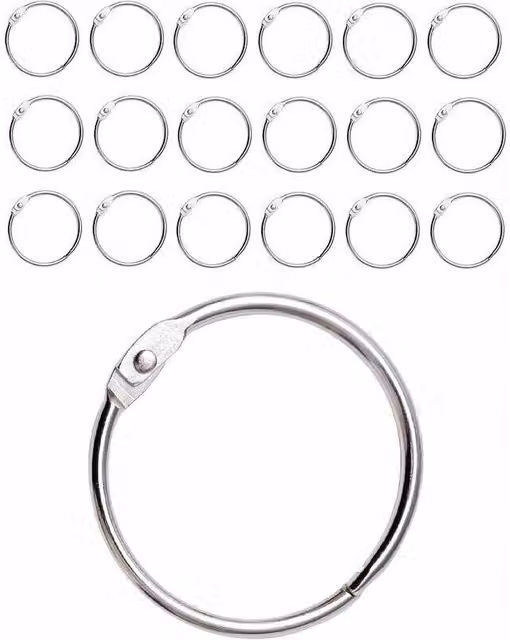 Pack de 20 anillos metálicos plateados XISRENS para cortina de ducha con sistema de clic para barra
