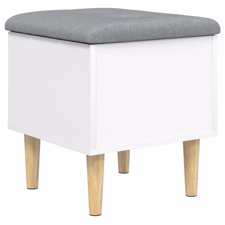 vidaXL Banco con almacenaje de madera de ingeniería en color blanco An/P/Al: 42 x 42 x 46 cm