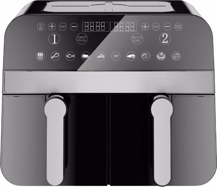 Freidora de aire digital Comfy Nest CNAFD45NB con doble cesta, 9L y 2400W, color negro