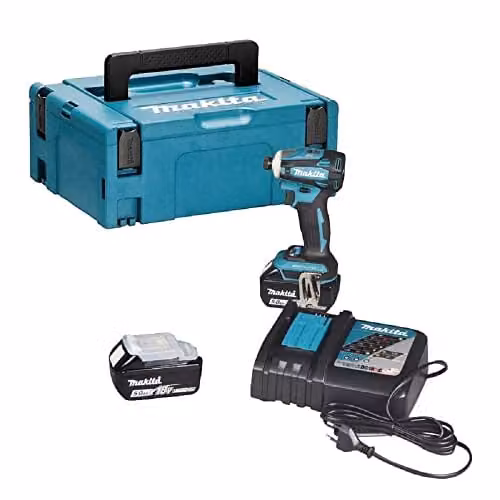 Atornillador de impacto Makita LXT 18 V con batería de 5,0 Ah y maletín Makpac, 180 Nm, multicolor