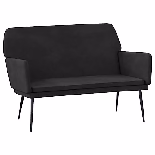 Banco de terciopelo negro Helloshop26 con reposabrazos, An/P/Al: 110 x 40 x 79 cm