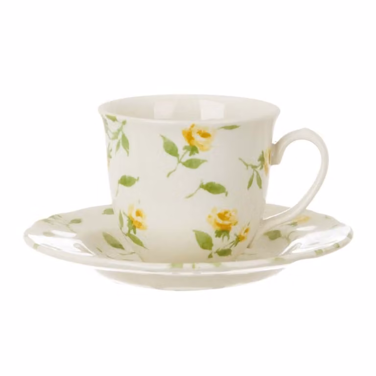 Taza de cerámica floral Blanc Mariclo multicolor y blanca para adultos