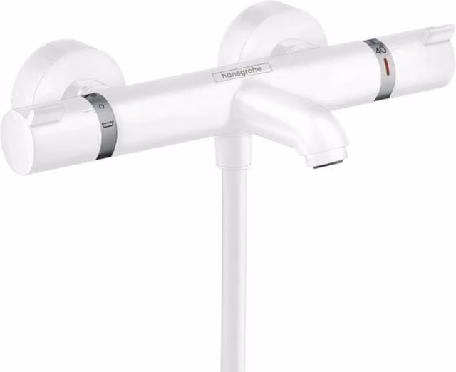 Termostato de baño Confort de Hansgrohe con monomando y seguridad, acabado blanco mate