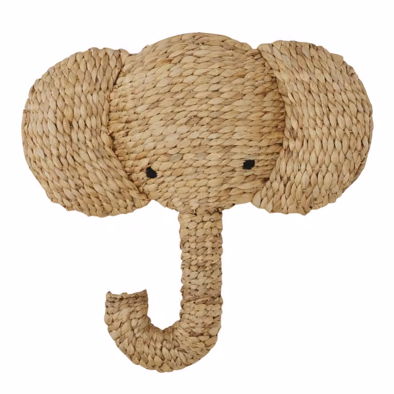 Decoración de pared de elefante étnico de Maisons du Monde en ratán color beige, An/Al: 52 x 50 cm
