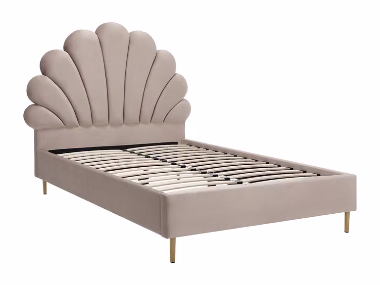 Cama concha tapizada en terciopelo LIVAYA color beige An/P/Al: 120 x 200 x 205 cm