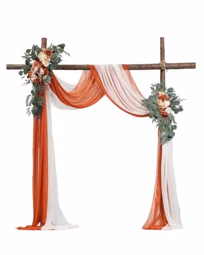 Kit de Arcos de Flores Artificiales VEVOR Naranja para Bodas con Cortinas Transparentes y Arreglos Florales para Decoración de Ceremonias y Fondos de Eventos