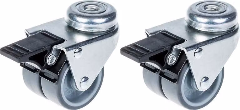 Juego de 2 ruedas giratorias con freno Zhongshan de goma gris de 50 mm con base de tornillo