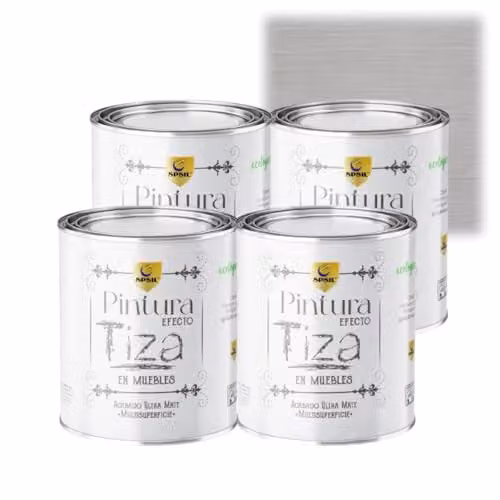 Pintura a la tiza SPSIL Gris para madera, metal y yeso, acabado mate, 4 x 750 ml