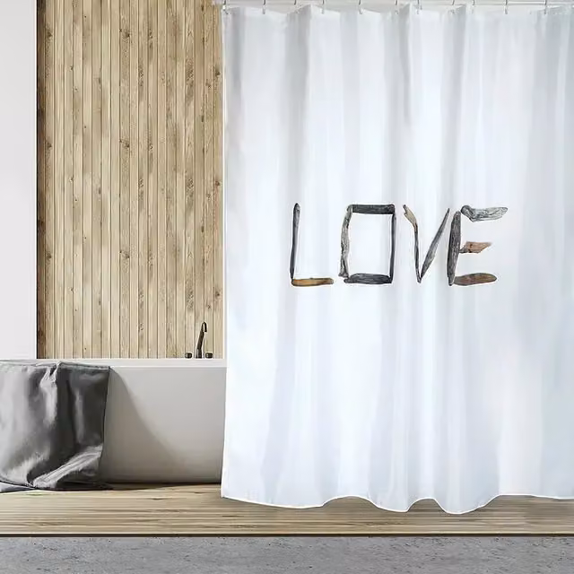 Cortina de baño Venus blanca de poliéster, impermeable y resistente al moho, An x Al: 180 x 200 cm