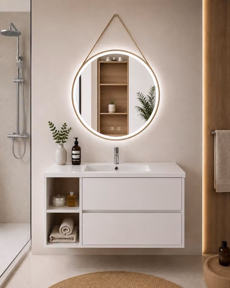 Mueble de baño suspendido Origen Bath Zeus con lavabo, color blanco, An/P: 100 x 40 cm
