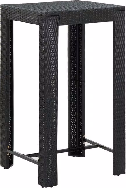 Mesa alta de ratán sintético SYFAX para jardín o terraza, color negro, An/P/Al: 60,5 x 60,5 x 110,5 cm