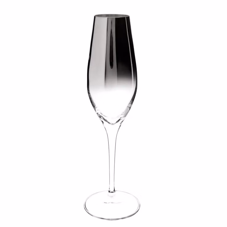 Copa de champán Maisons du Monde de cristal transparente con efecto cromado plateado y negro