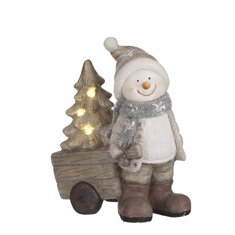Figura de iluminación navideña House of Seasons en color gris y blanco, An/P/Al: 20 x 31.5 x 40.5 cm