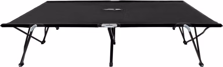Tumbona doble plegable Syfax en acero negro con tejido textilene resistente a los rayos UV