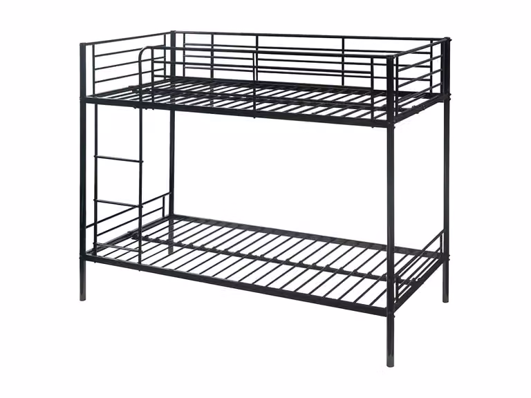 Cama litera DUOTIS II de metal color negro para dormitorios de adultos An/P/Al: 190 x 90 x 160 cm