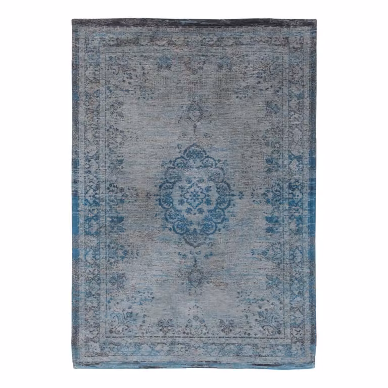 Alfombra lavable Medallion de Louis de Poortere, diseño vintage azul para interior y exterior, An/P: 80 x 150 cm