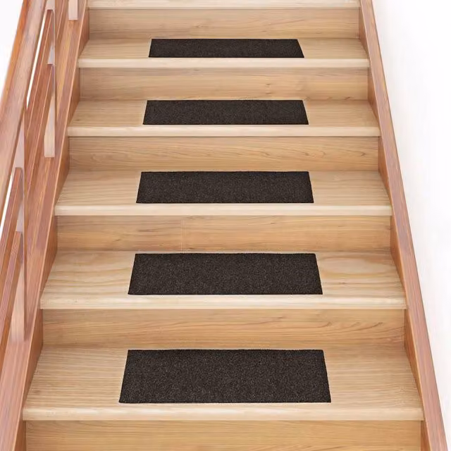 Felpudos autoadhesivos para escaleras vidaxl, 15 unidades, marrón, An/P: 60 x 25 cm