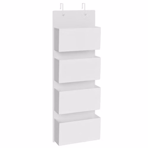 Organizador colgante de puerta SONGMICS con 4 bolsillos, color blanco, An/P/Al: 33,5 x 12 x 100 cm