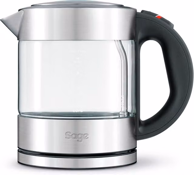 Hervidor eléctrico compacto Sage Pure de 1 l en acero inoxidable y vidrio, color plateado y transparente, 2400 W