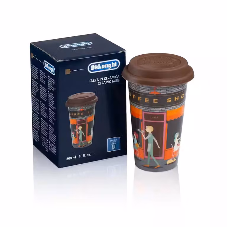 Taza de cerámica de doble pared De'Longhi multicolor de 300 ml DLSC066