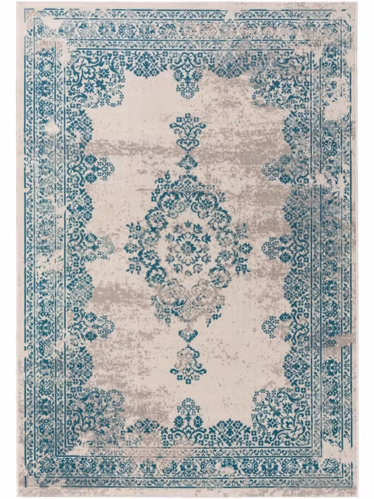 Alfombra Benuta para exterior e interior con diseño patchwork en beige y turquesa, An/P: 120 x 170 cm