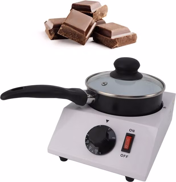 Fuente de chocolate eléctrica Infinite con olla de aluminio antiadherente y control de temperatura ajustable, capacidad 1 kg, color blanco