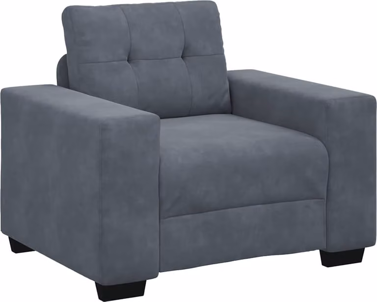 Sillón Syfax de terciopelo gris con reposabrazos, estilo moderno para salón o dormitorio, An/P/Al: 100 x 78 x 80 cm