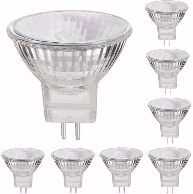Pack de 8 focos halógenos XISRENS MR11 de 35 W, 12 V con casquillo GU4, luz blanca cálida de 2800 K y regulables