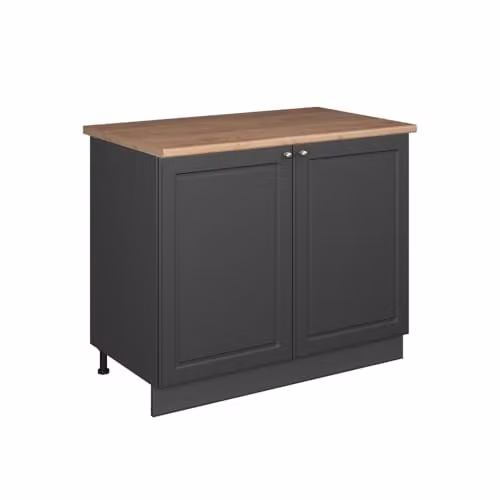Mueble bajo para fregadero Vicco Fame-Line Antracita y Oro estilo Landhaus con acabado Roble, An: 100 cm, Al: 82 cm, P: 51,6 cm