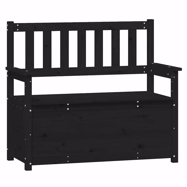 vidaXL Banco de madera de pino rústico con reposabrazos en color negro An/P/Al: 112,5 x 51,5 x 96,5 cm