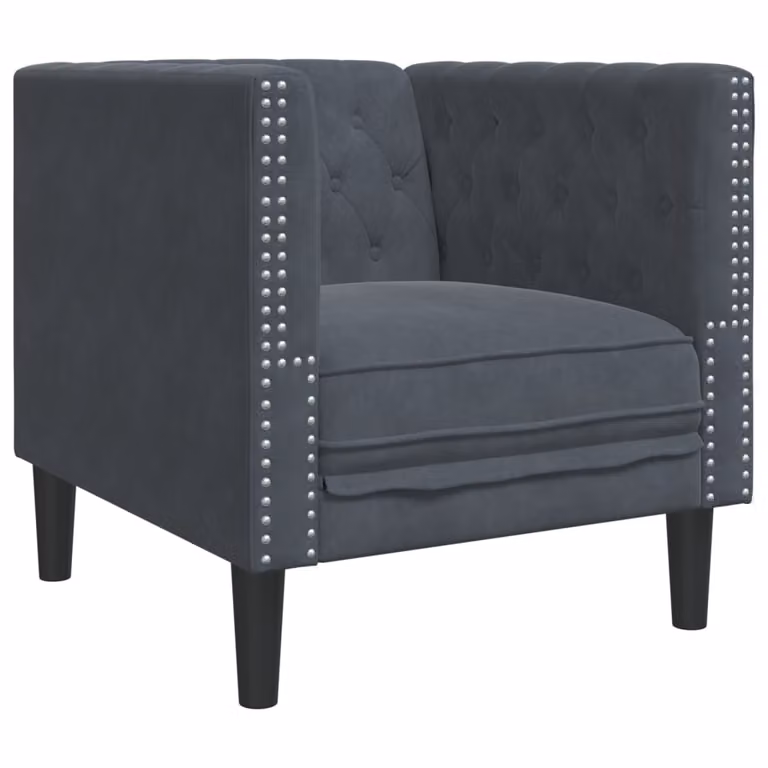Sillón Chesterfield de terciopelo gris de vidaXL