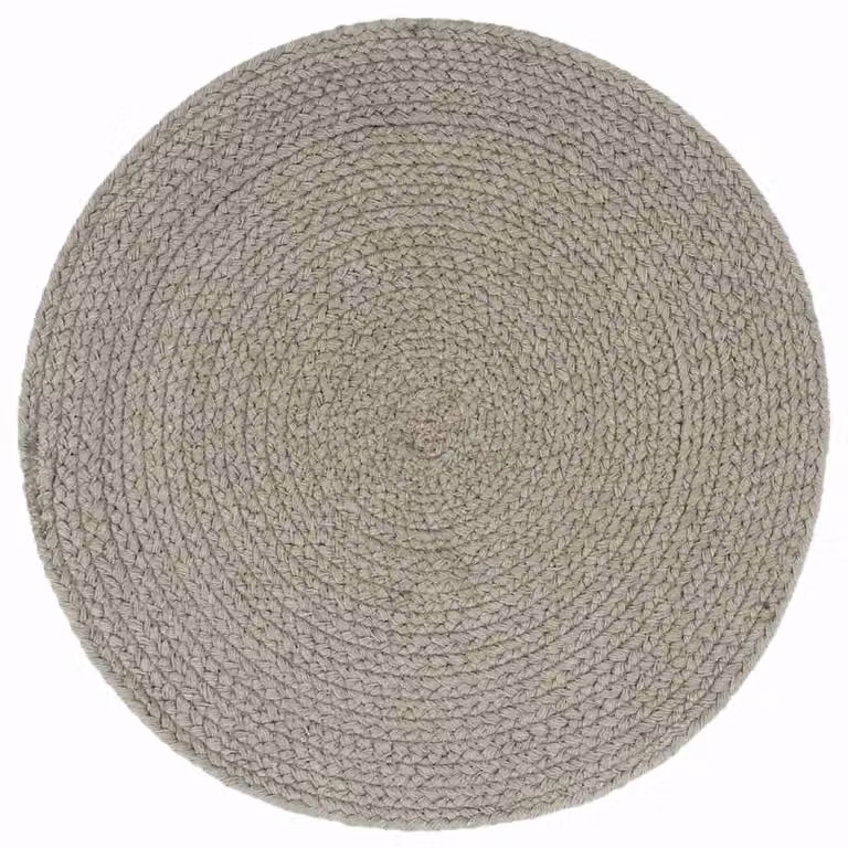 Set de 6 manteles individuales redondos de algodón gris liso vidaXL, Diámetro: 38 cm